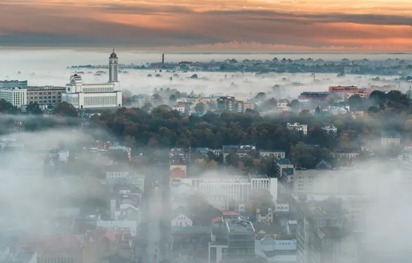 Lietuva, Kaunas, rūkas