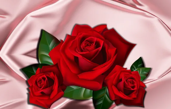 Design, silk, roses, red & gold