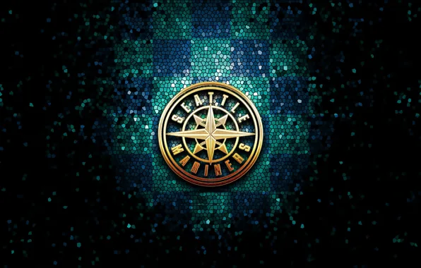 Wallpaper, sport, logo, baseball, glitter, checkered, MLB, Seattle Mariners