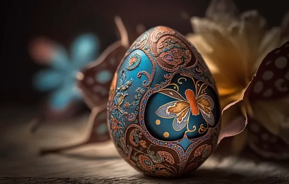 Цветок, праздник, узор, бабочка, доски, яйцо, яйца, весна