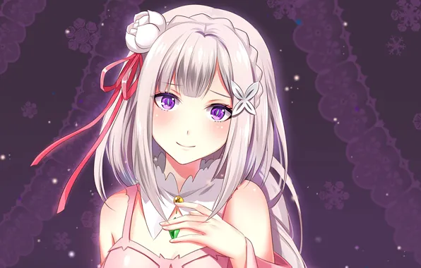 Девушка, эльф, anime, art, Emilia, Re: Zero kara Hajimeru Isekai Seikatsu
