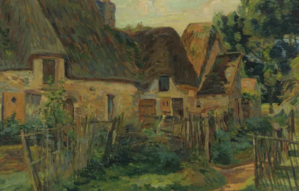 Дом, картина, деревня, импрессионизм, Арман Гийомен, Armand Guillaumin, Пейзаж Иль-де-Франс