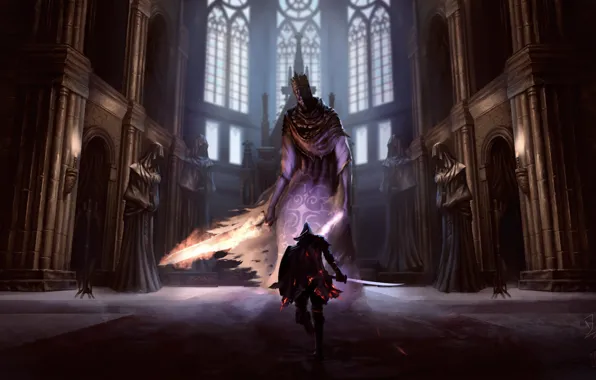 Меч, воин, храм, Dark Souls III, Pontiff Sulyvahn