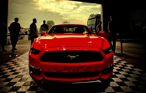 Hdr, red, ford, MUSTANG