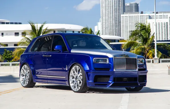 Rolls Royce, Blue, SUV, Silver, Cullinan