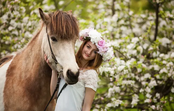 Картинка девушка, настроение, конь, весна