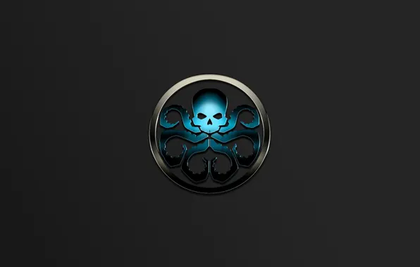 Картинка skull, logo, blue, symbol, metall, Marvel comic, tentacles, Hail Hydra