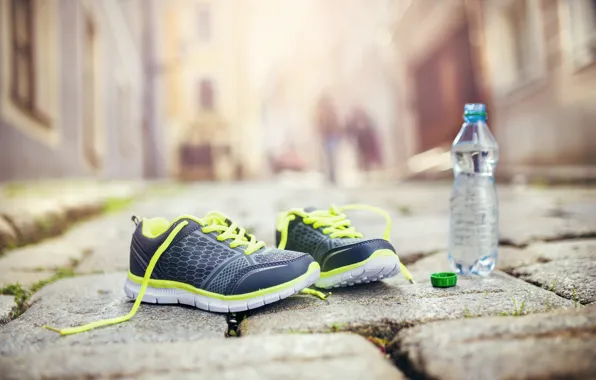 Картинка fitness, running shoes, healthy lifestyle, mineral water