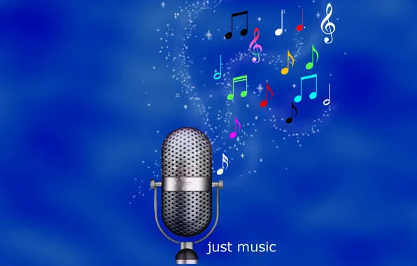 Картинка ноты, микрофон, звук, обои, music