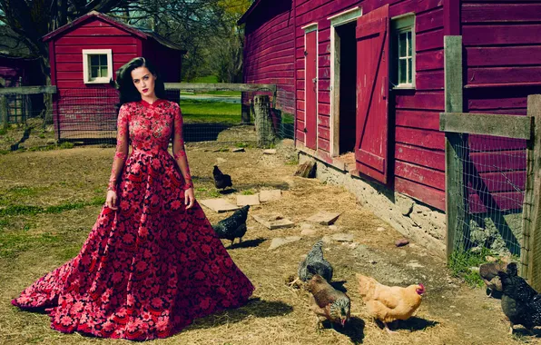 Платье, брюнетка, Кэти Перри, Katy Perry, певица, фотосессия, Vogue