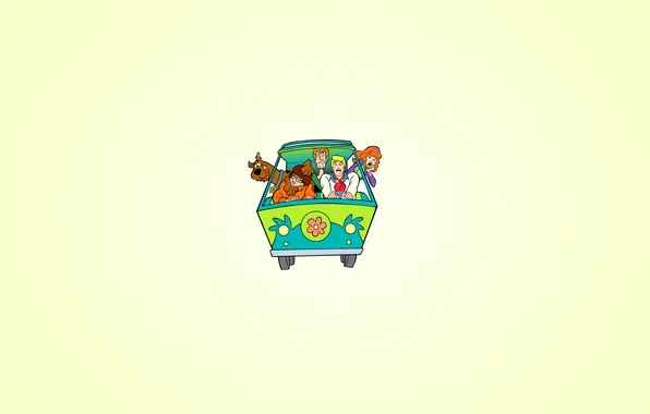 Машина, цветок, собака, минимализм, Скуби-Ду, Scooby-Doo, Fred, Velma