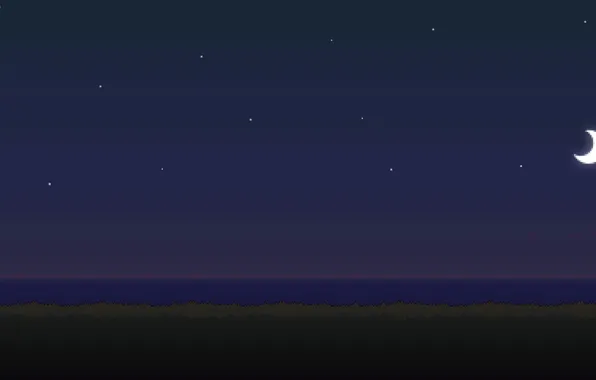 Море, звезды, ночь, время, луна, сутки, 8bit