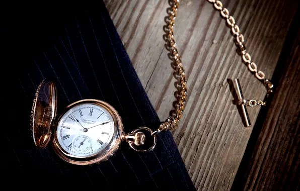 Фон, золото, часы, циферблат, цепочка, карманные, American Waltham