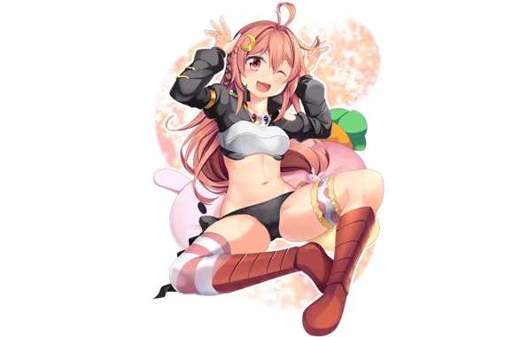 Girl, sexy, lingerie, panties, thighhighs, long hair, anime, beautiful