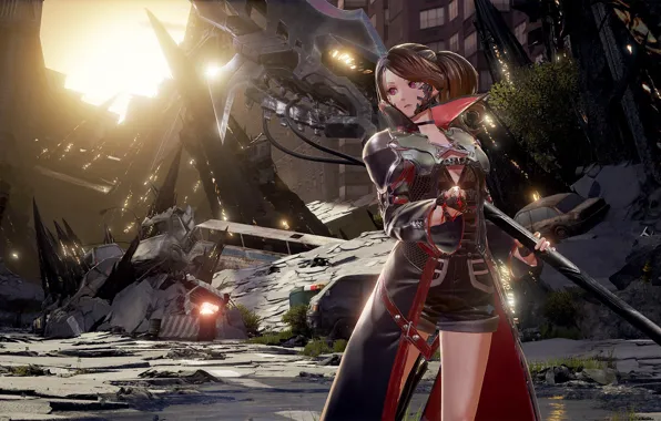 Девушка, город, разрушение, CODE VEIN, Female Protagonist