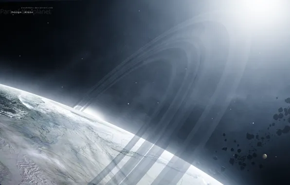 Картинка лед, поверхность, планета, спутник, астероиды