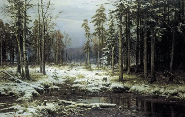 Картинка картина, Шишкин, Первый снег