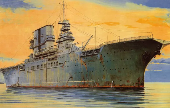 Картинка рисунок, корабль, USS Saratoga (CV-3), авианосец ВМС США