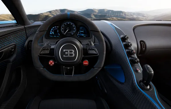 Руль, Bugatti, салон, гиперкар, Chiron, 2020, Pur Sport