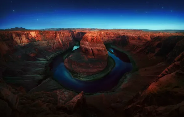 Картинка небо, звезды, ночь, река, Колорадо, Аризона, США, каньон Глен