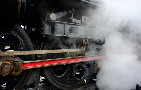 Картинка дым, рельсы, паровоз, Поезд