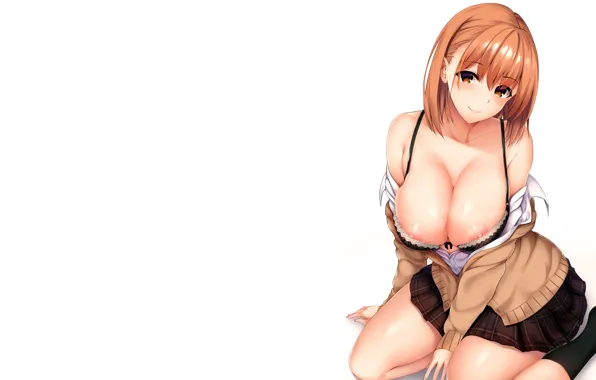 Girl, sexy, lingerie, bra, cleavage, nipples, boobs, anime