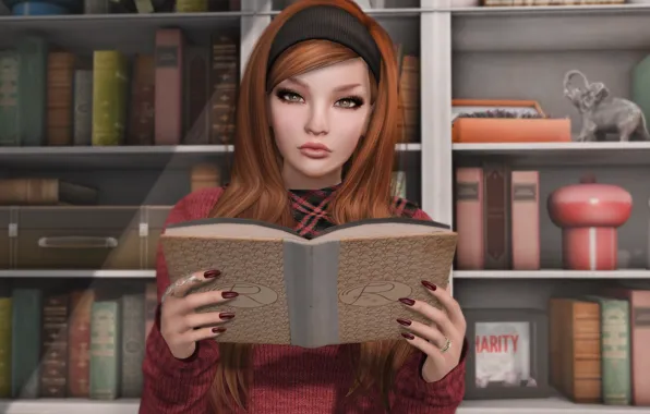 Девушка, книга, шатенка