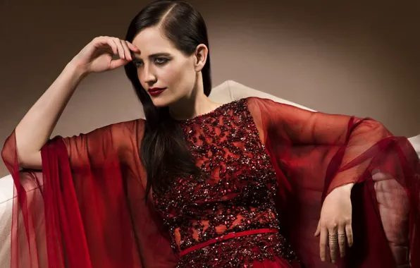 Поза, платье, актриса, брюнетка, красивая, Ева Грин, Eva Green