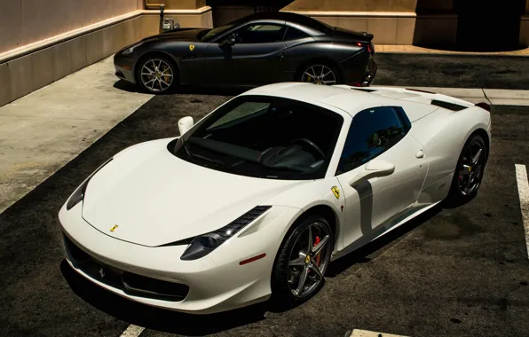 Белый, черный, Ferrari, white, california, феррари, black, 458
