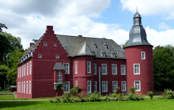 Картинка деревья, дизайн, замок, газон, Германия, кусты, Burg Alsdorf