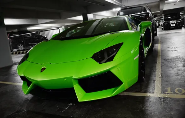 Car, зеленый, green, Lamborghini, LP700-4, Aventador, ламборгини, авентадор