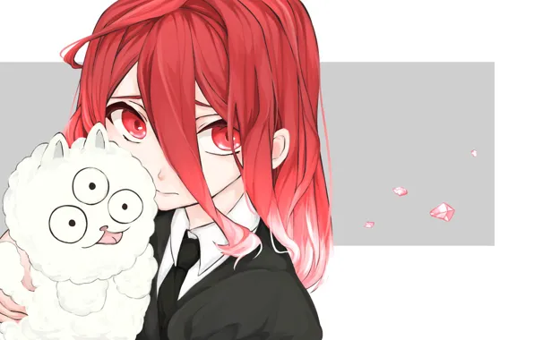 Девушка, существо, аниме, арт, зверёк, Houseki no Kuni