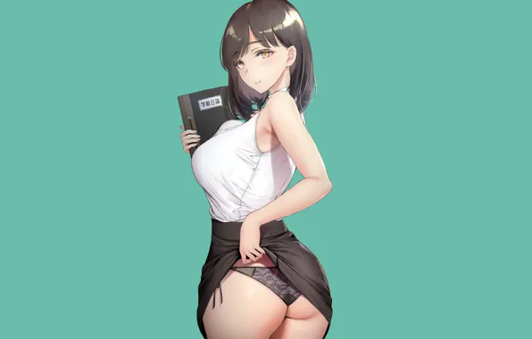 Girl, sexy, ass, panties, boobs, woman, anime, short hair