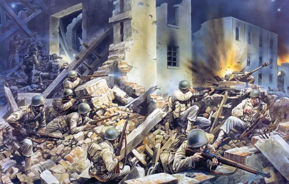 Картинка арт, солдаты, полка, сражение, бои, завода, WW2., батальона