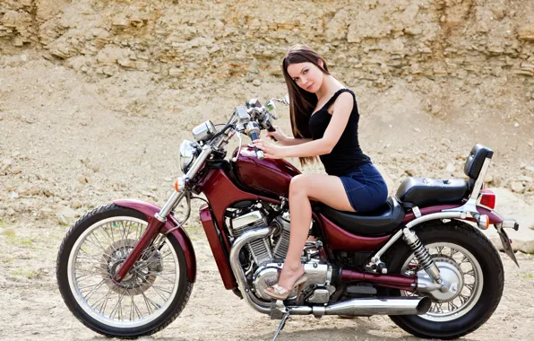 Картинка девушка, секси, мотоцикл, байк