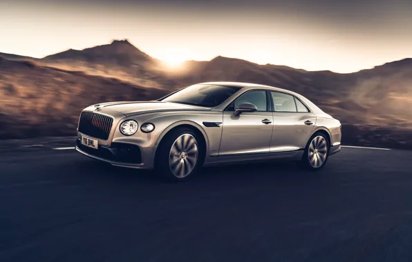 Закат, скорость, Bentley, Flying Spur, 2020, Blackline