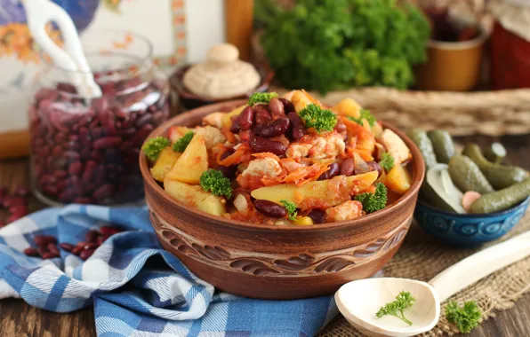 Овощи, фасоль, рагу