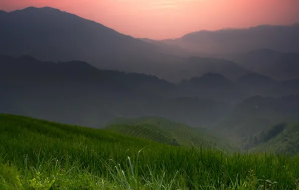 Grass, mountains, chromium