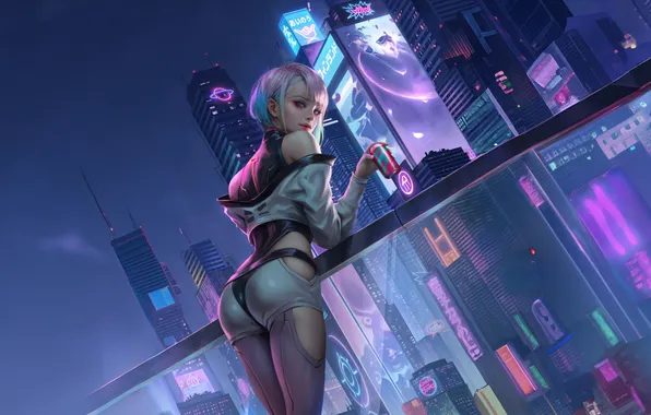 Картинка lucy, cyberpunk, cityscape