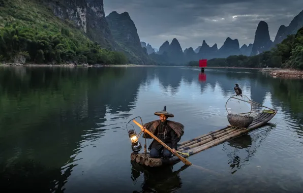 Light, oriental, trunks, canoe, paddle