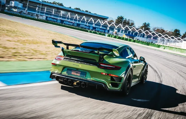 Скорость, 911, Porsche, вид сзади, Turbo S, TechArt, 2019, GT Street RS
