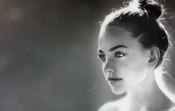 Девушка, Girl, Глаза, Арт, Beautiful, Art, Красивая, Background
