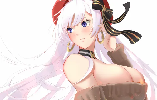 Girl, sexy, cleavage, blouse, long hair, boobs, anime, beautiful
