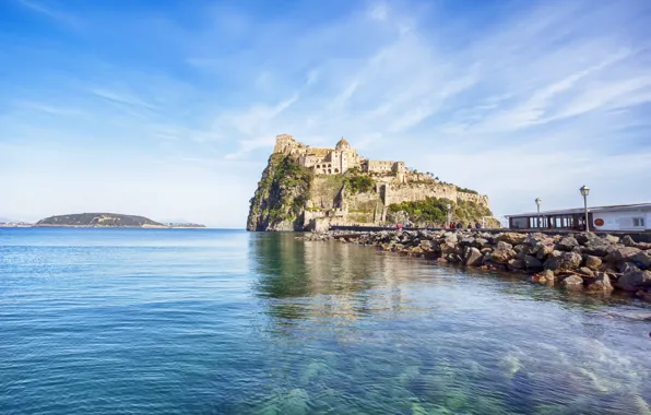 Замок, Италия, форт, Italy, coast, panorama, Europe, view