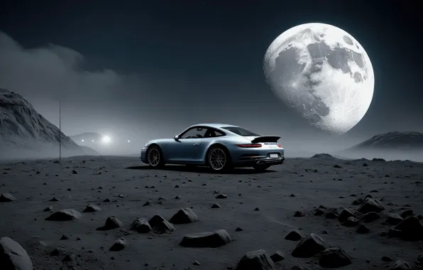 Car, porsche, midnight