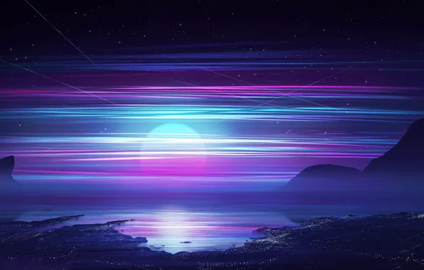 Закат, Солнце, Музыка, Стиль, Пейзаж, Star, Арт, Space