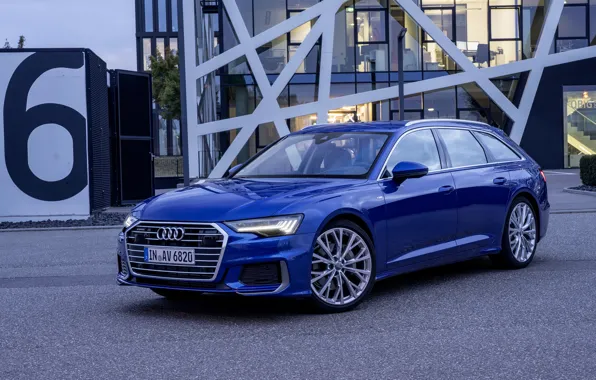 Синий, Audi, дверь, 2018, универсал, A6 Avant