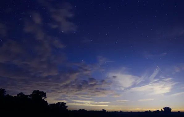 Картинка небо, звезды, облака, метеор, Аргентина, Леониды