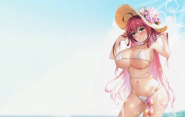 Girl, sexy, cleavage, long hair, boobs, anime, beautiful, pretty