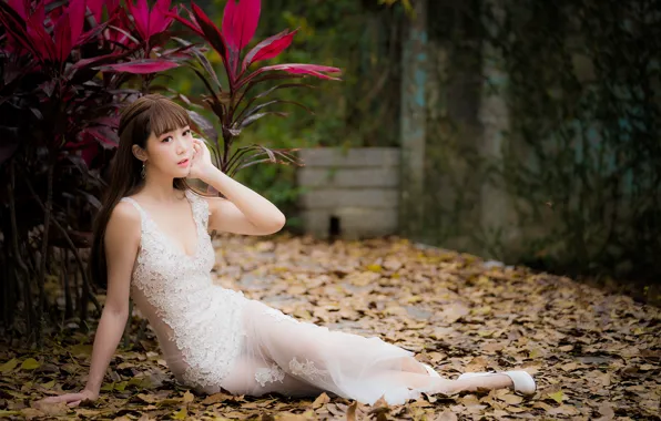 Девушка, платье, азиатка, милашка